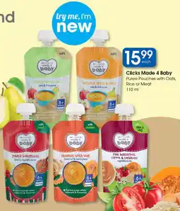 Clicks Clicks Made 4 Baby Puree Pouches with Oats, Rice or Meat offer