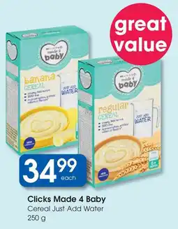 Clicks Clicks Made 4 Baby Cereal Just Add Water offer