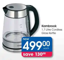 Clicks Kambrook Cordless Glass Kettle offer
