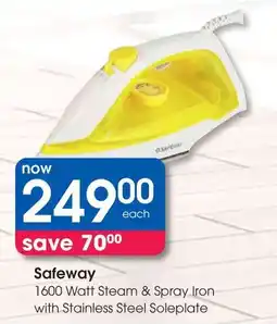 Clicks Safeway 1600 Watt Steam & Spray Iron with Stainless Steel Soleplate offer