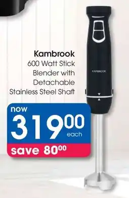 Clicks Kambrook 600 Watt Stick Blender with Detachable Stainless Steel Shaft offer