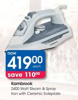 Clicks Kambrook 2400 Watt Steam & Spray Iron with Ceramic Soleplate offer