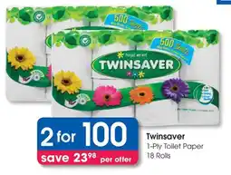 Clicks Twinsaver 1-Ply Toilet Paper offer