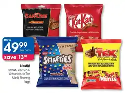 Clicks Nestlé KitKat, Bar One, Smarties or Tex Minis Sharing Bags offer