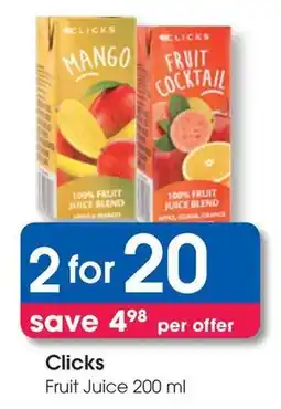 Clicks Clicks Fruit Juice offer