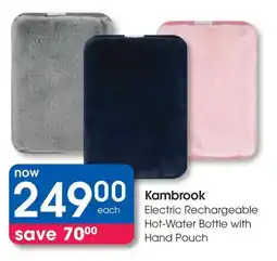 Clicks Kambrook Electric Rechargeable Hot-Water Bottle with Hand Pouch offer