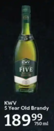 Oxford Freshmarket KWV 5 Year Old Brandy offer