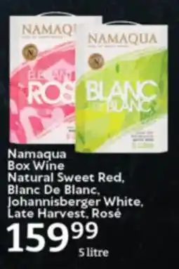 Oxford Freshmarket Namaqua Box Wine Natural Sweet Red, Blanc De Blanc, Johannisberger White, Late Harvest, Rosé offer