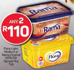 Pick n Pay Hypermarket Flora Light, Medium or Rama Original 60% Fat Spread Tub offer