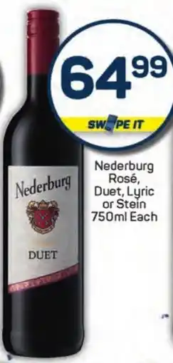Pick n Pay Hypermarket Nederburg Rosé, Duet, Lyric or Stein offer