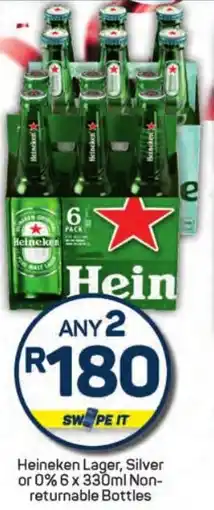 Pick n Pay Hypermarket Heineken Lager, Silver or 0% Non-returnable Bottles offer