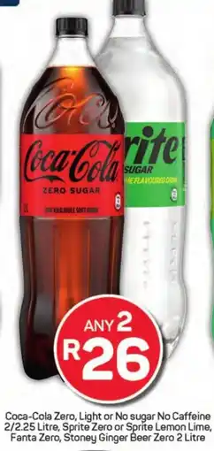 Pick n Pay Hypermarket Coca-Cola Zero, Light or No sugar No Caffeine, Sprite Zero or Sprite Lemon Lime, Fanta Zero, Stoney Ginger Beer Zero offer