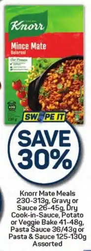Pick n Pay Hypermarket Knorr Mate Meals, Gravy or Sauce, Dry Cook-in-Sauce, Potato or Veggie Bake, Pasta Sauce or Pasta & Sauce Assorted offer