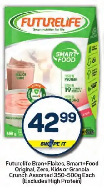Pick n Pay Hypermarket Futurelife Bran+Flakes, Smart+Food Original, Zero, Kids or Granola Crunch Assorted offer