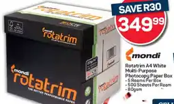 Pick n Pay Hypermarket Mondi Rotatrim A4 White Multi-Purpose Photocopy Paper Box offer