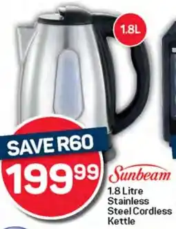 Pick n Pay Hypermarket Sunbeam Stainless Steel Cordless Kettle offer