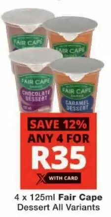 Checkers Fair Cape Dessert All Variants offer