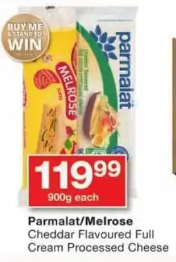 Checkers Parmalat/ Melrose Cheddar Flavoured Full Cream Processed Cheese offer