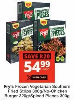 Checkers Fry's Frozen Vegetarian Southern Fried Strips/ No-Chicken Burger/ Spiced Pieces offer