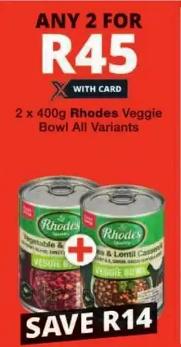 Checkers Rhodes Veggie Bowl All Variants offer