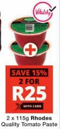 Checkers Rhodes Quality Tomato Paste offer