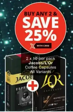 Checkers Jacobs/L'Or Coffee Capsules All Variants offer
