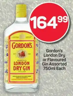 Pick n Pay Gordon’s London Dry or Flavoured Gin Assorted 750ml Each offer