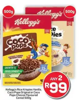 Pick n Pay Hypermarket Kellogg’s Rice Krispies Vanilla, Coco Pops Original or Coco Pops Chocos Flavoured Cereal 500g offer