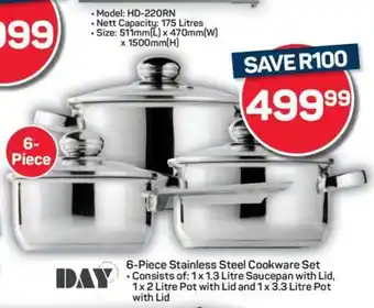 Pick n Pay Hypermarket 6-Piece Stainless Steel Cookware Set offer