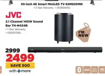 HiFi Corp JVC 2.1 Channel 140W Sound Bar TH-N434B offer