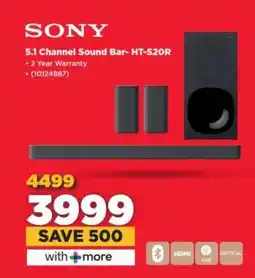 HiFi Corp Sony 5.1 Channel Sound Bar- HT-S20R offer