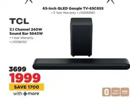 HiFi Corp TCL 3.1 Channel 240W Sound Bar S643W offer