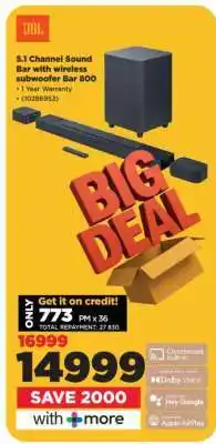 HiFi Corp JBL 5.1 Channel Sound Bar with wireless subwoofer Bar 800 offer