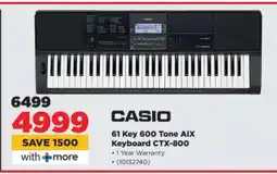 HiFi Corp CASIO 61 Key 600 Tone AIX Keyboard CTX-800 offer