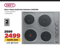 HiFi Corp DEFY 600 4 Plate Solid Hob Stainless DHD399 offer