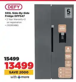 HiFi Corp DEFY 555L Side-By-Side Fridge DFF547 offer