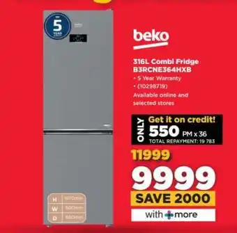 HiFi Corp Beko 316L Combi Fridge B3RCNE364HXB offer