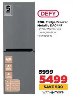 HiFi Corp DEFY 228L Fridge Freezer Metallic DAC447 offer