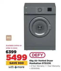 HiFi Corp Defy 6kg Air Vented Dryer Manhattan DTD236 offer