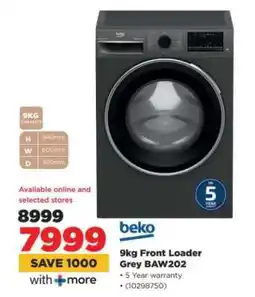 HiFi Corp beko 9kg Front Loader Grey BAW202 offer