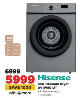 HiFi Corp Hisense 8KG Titanium Dryer DV1W801UT offer