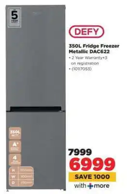 HiFi Corp DEFY 350L Fridge Freezer Metallic DAC622 offer