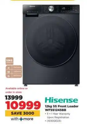 HiFi Corp Hisense 12kg 5S Front Loader WF5S1245BB offer