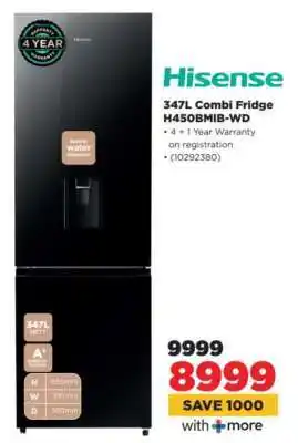 HiFi Corp Hisense 347L Combi Fridge H450BMIB-WD offer