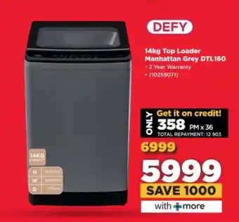 HiFi Corp DEFY 14kg Top Loader Manhattan Grey DTL160 offer