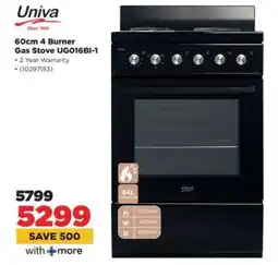 HiFi Corp Univa 60cm 4 Burner Gas Stove UG016BI-1 offer