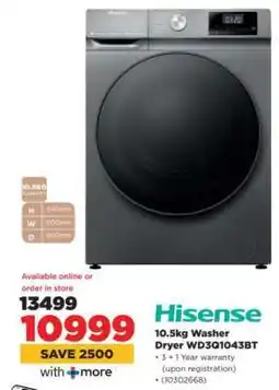 HiFi Corp Hisense 10.5kg Washer Dryer WD3Q1043BT offer