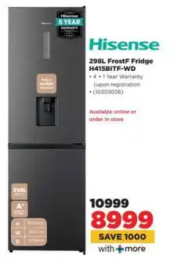 HiFi Corp Hisense 298L FrostF Fridge H415BITF-WD offer
