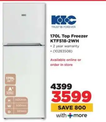 HiFi Corp 170L Top Freezer KTF518-2WH offer