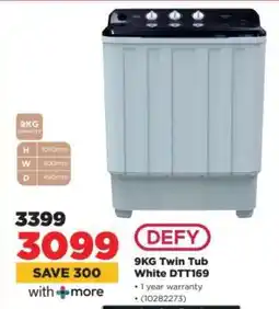 HiFi Corp DEFY 9KG Twin Tub White DTT169 offer